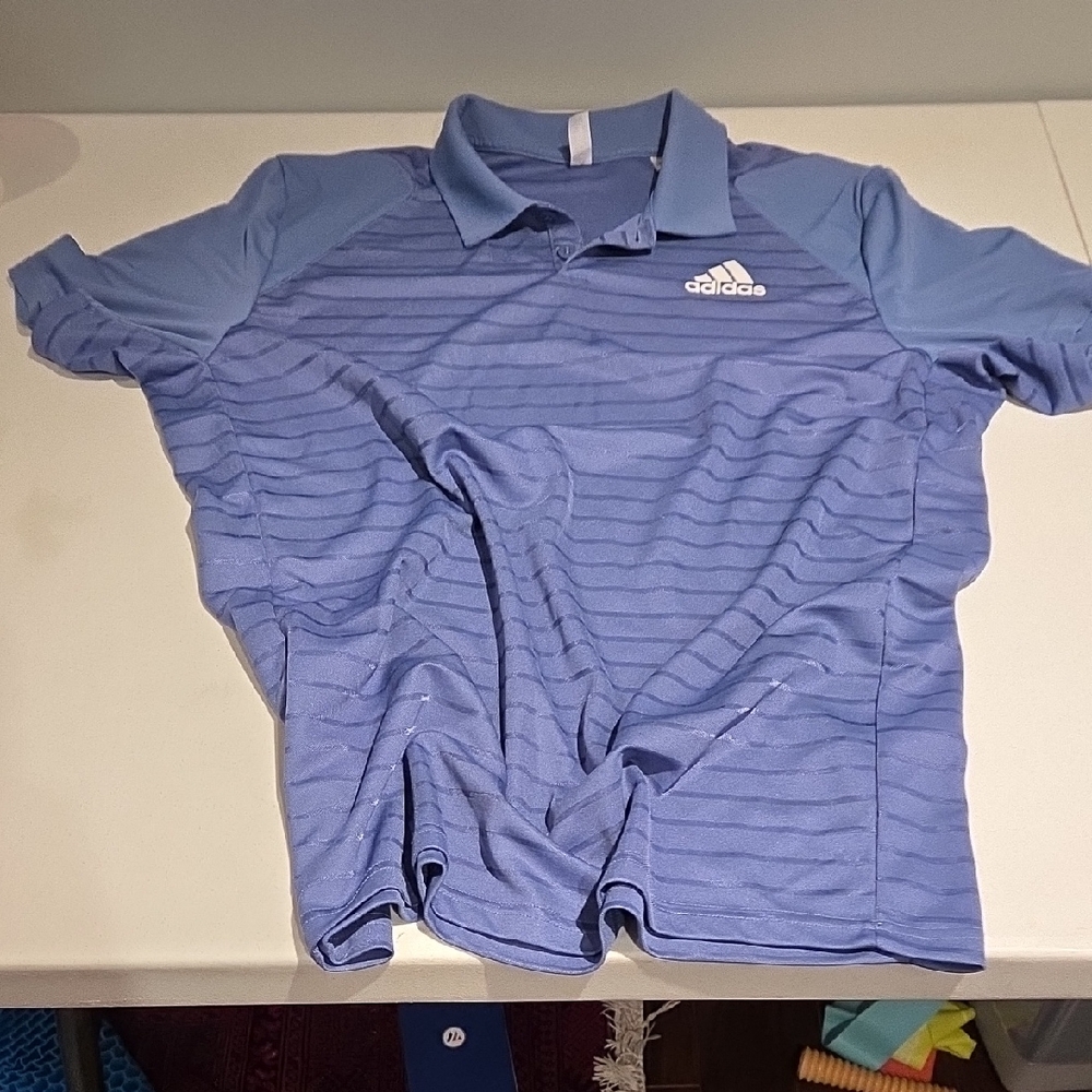Adidas Light Blue Polo with Stripes